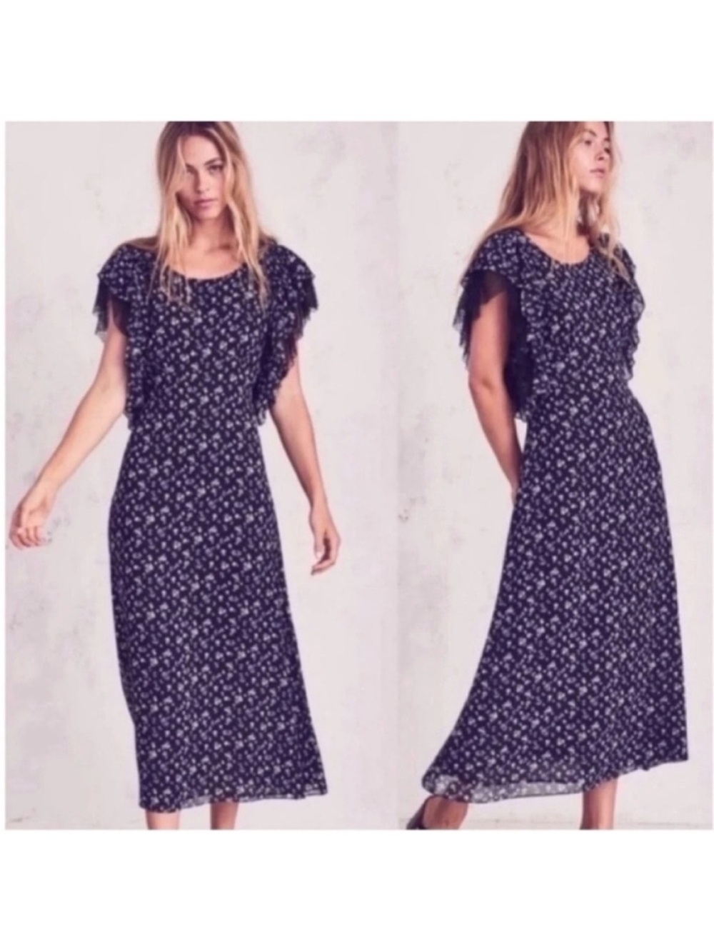 LoveShackFancy Jardin Floral Silk Demi Midi Dress